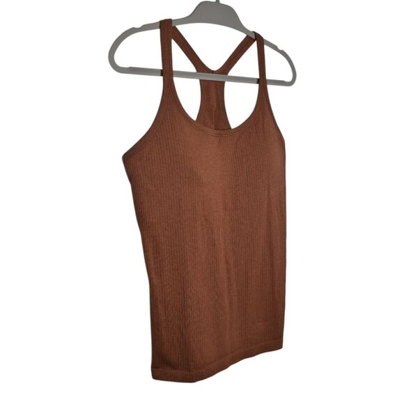 Lululemon Ebb To Street Tank Top Brown Sz 12 Slim Fit Racerback Seamless Stretch - Picture 4 of 7